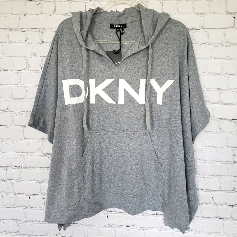DKNY Oversized Heather GrayPoncho Hooded Sweatshirt--NWT--M/L